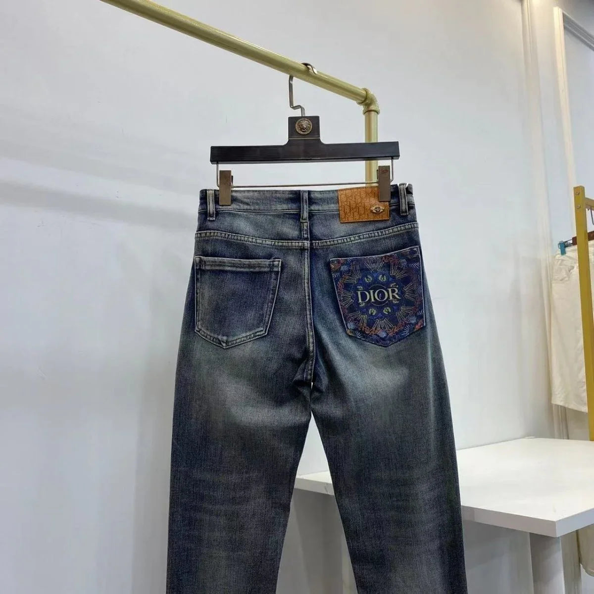 High luxury autumn and winter elastic slim fit denim pants 1024111502