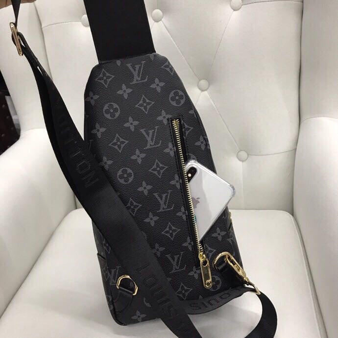 Classic Brown VL Print Backpack Chest Bag XC0423081604