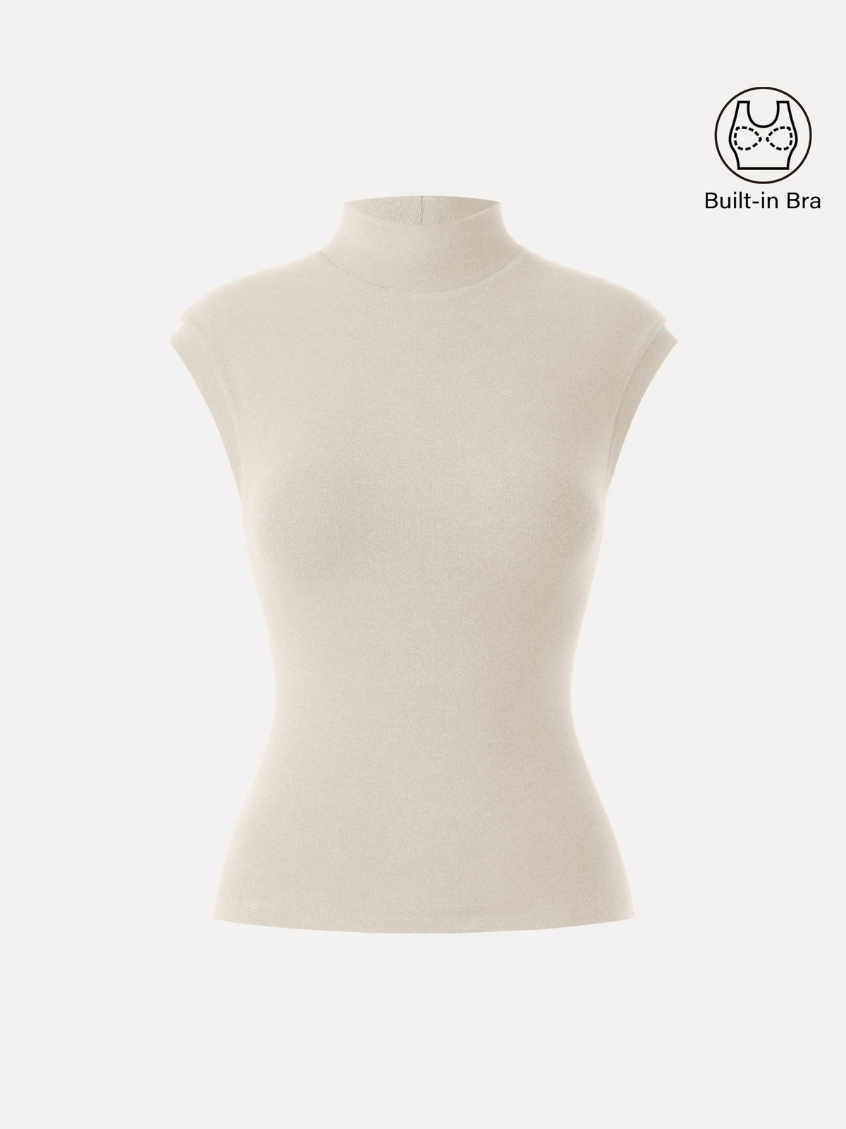Stretch Cotton Mock Neck Cap Sleeve Brami Top