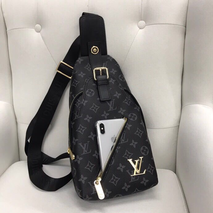 Classic Brown VL Print Backpack Chest Bag XC0423081604