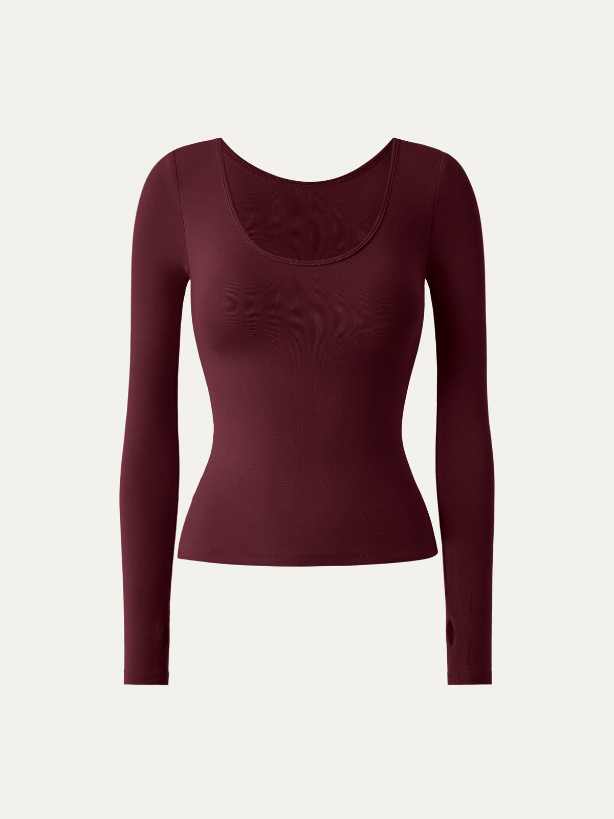 Lyocell-Wool Round Neck Long Sleeve Reversible Top