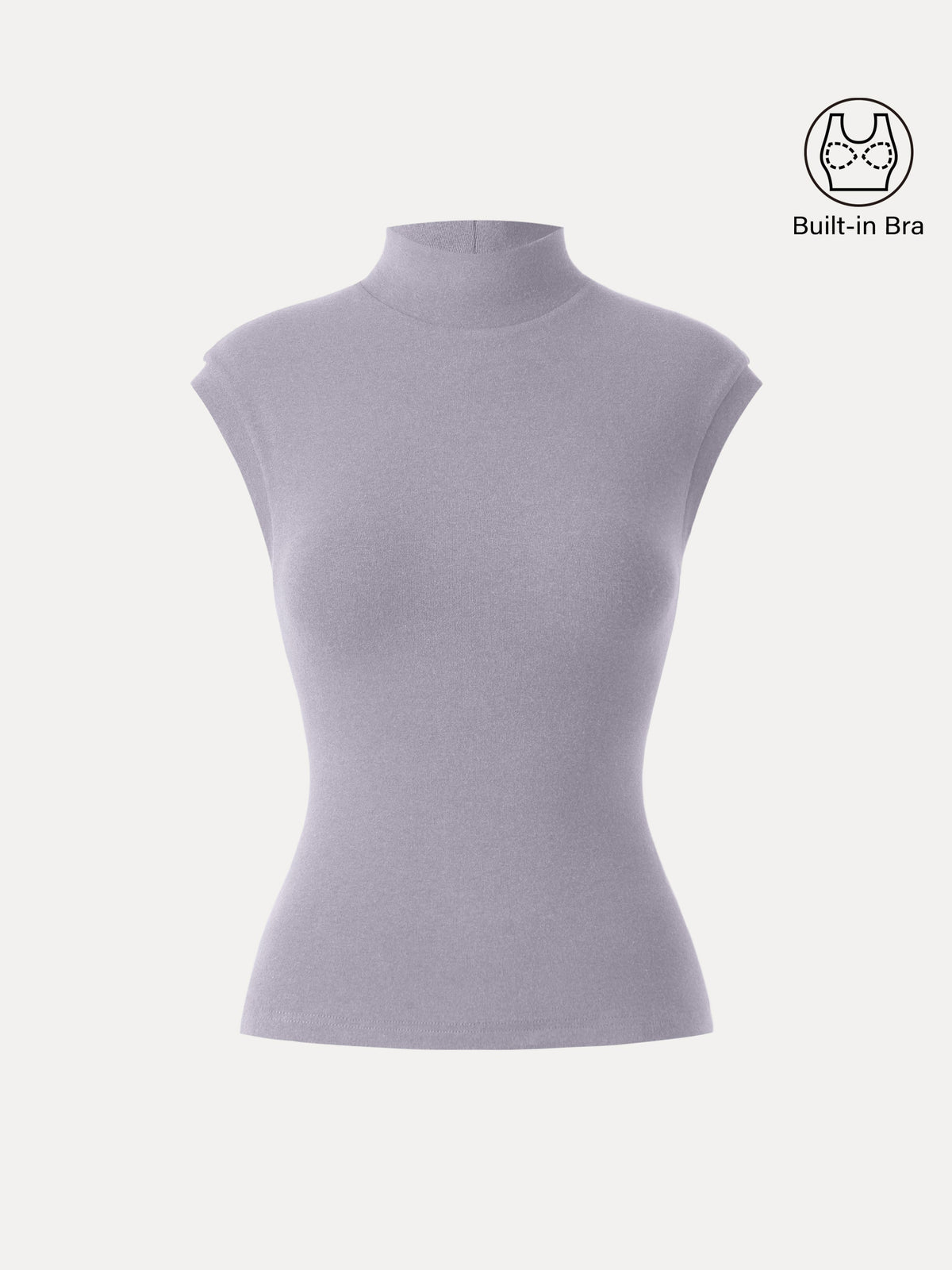 Stretch Cotton Mock Neck Cap Sleeve Brami Top