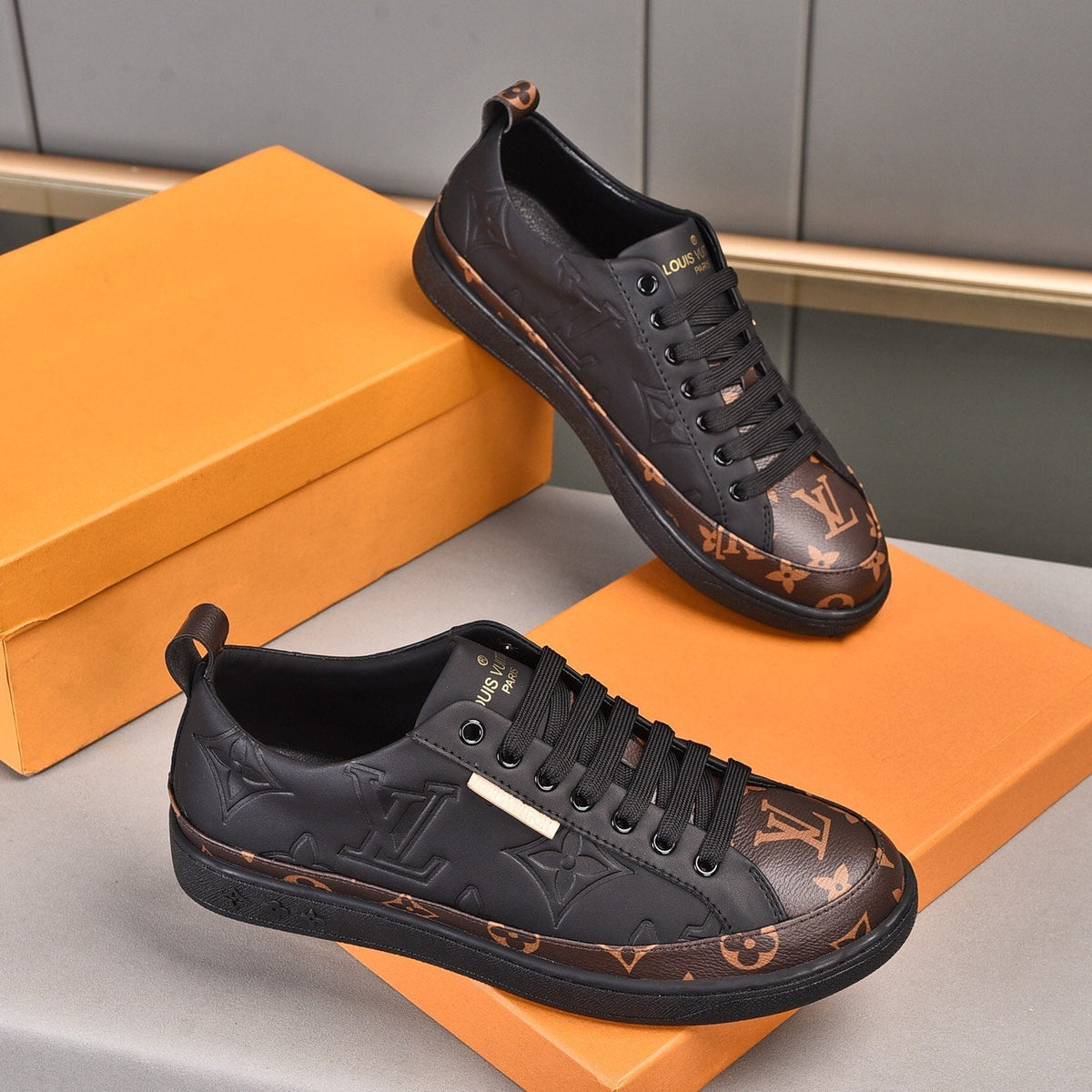 Luxury Pattern Two Tone Trendy Low-top Shoes