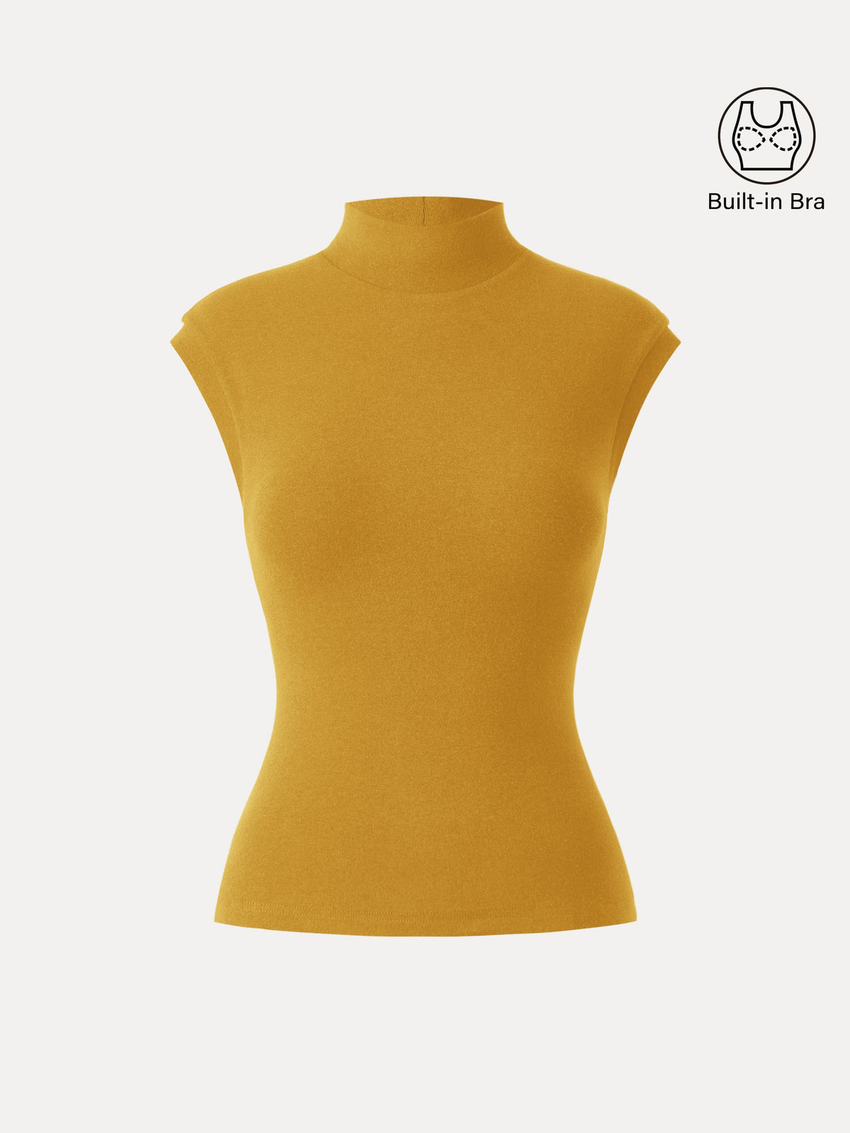 Stretch Cotton Mock Neck Cap Sleeve Brami Top