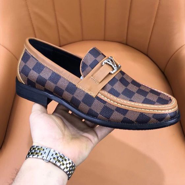 Men's Luxury Formal Plaid Leather Formal Shoes