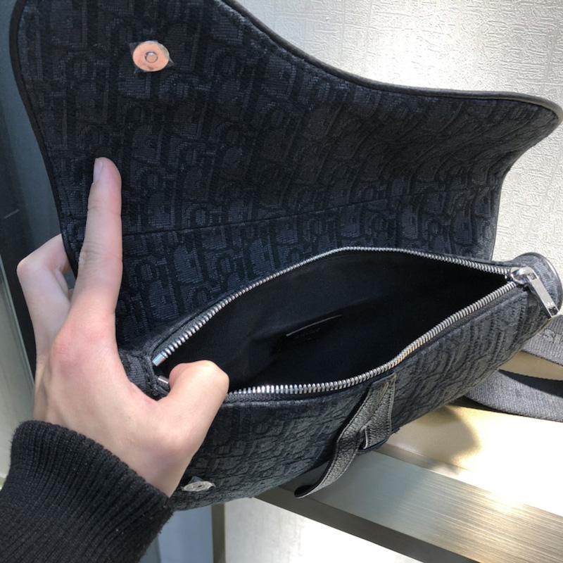 Saddle Bag Beige and Black Oblique Jacquard