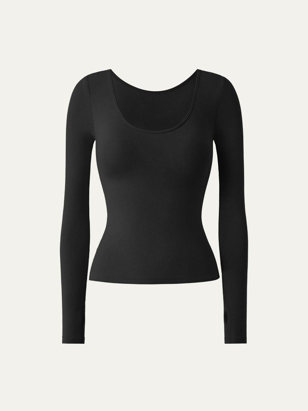 Lyocell-Wool Round Neck Long Sleeve Reversible Top