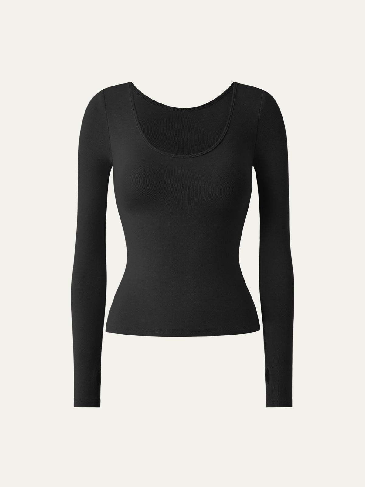 Lyocell-Wool Round Neck Long Sleeve Reversible Top