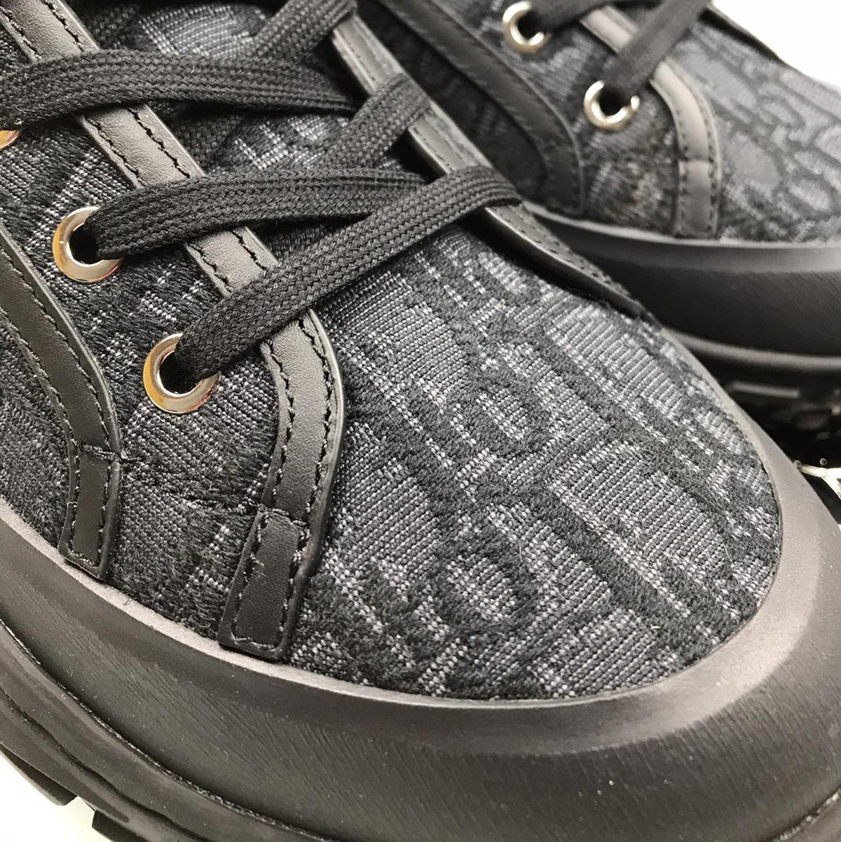 B28 High Top Sneaker Black Oblique Jacquard and Rubber
