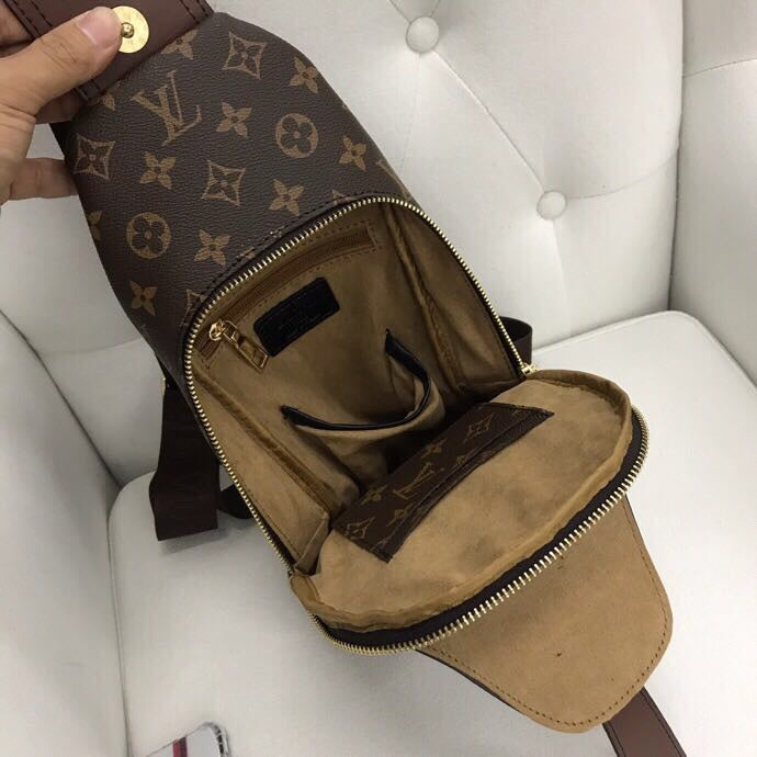 Classic Brown VL Print Backpack Chest Bag XC0423081604