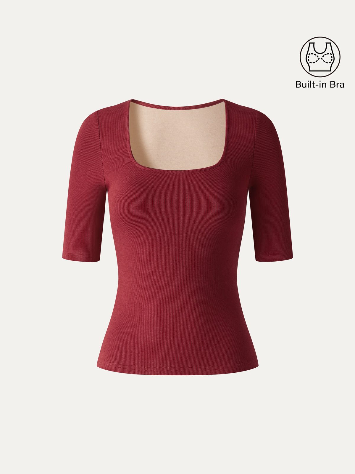 Eco-Mousse® Square Neck Elbow Sleeve Bra Top