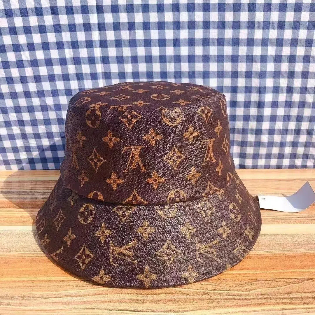 New leather classic fisherman hat British retro Korean fashion all-match basin hat for men and women with the same style big head circumference
