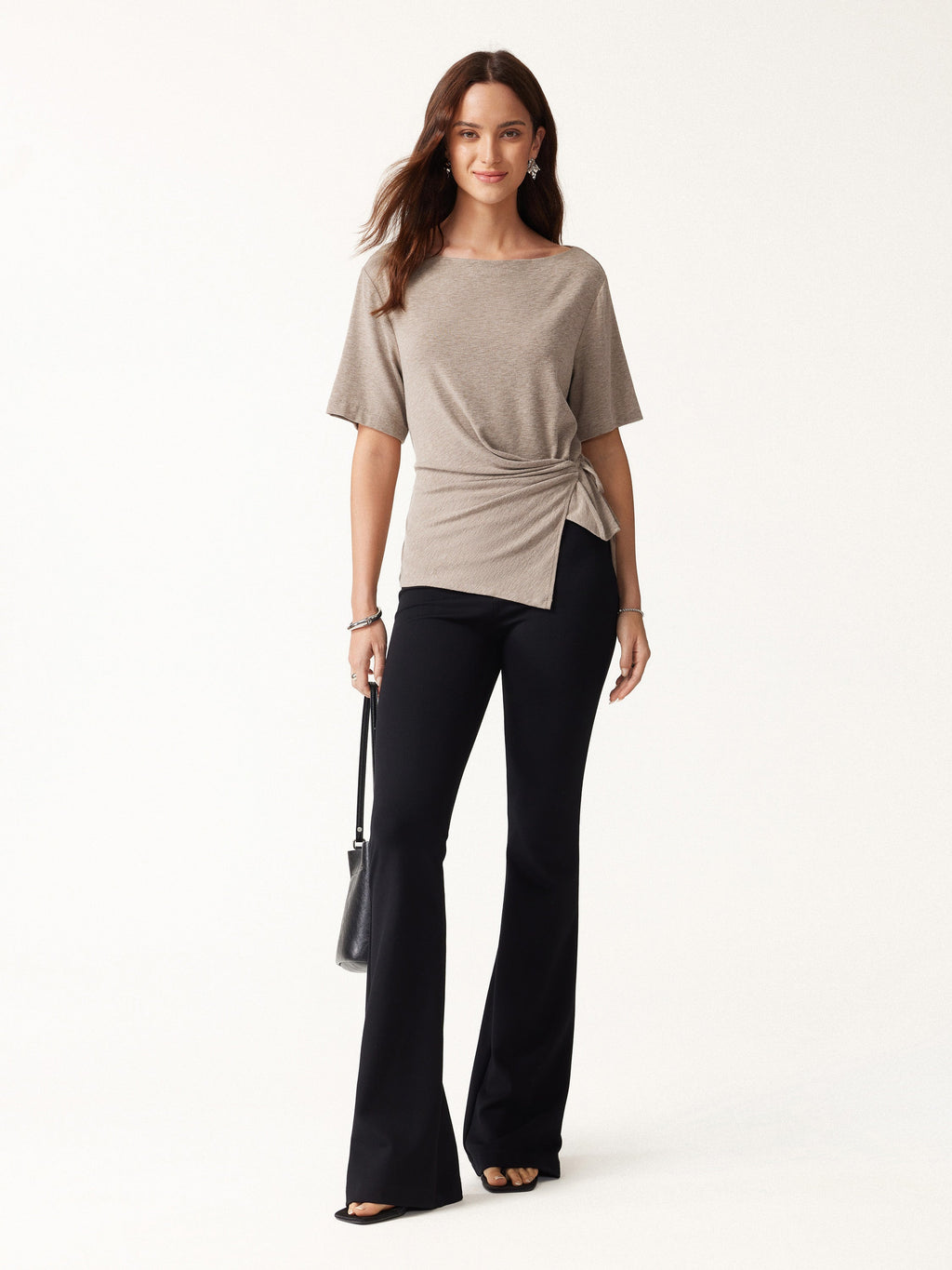 Eco-Mousse® Slash Neck Short Sleeve Tie-Side Top