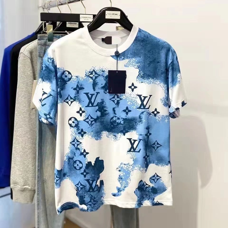 23 Summer new short-sleeved T-shirts all over the body with LOGO printing casual fashion all-match