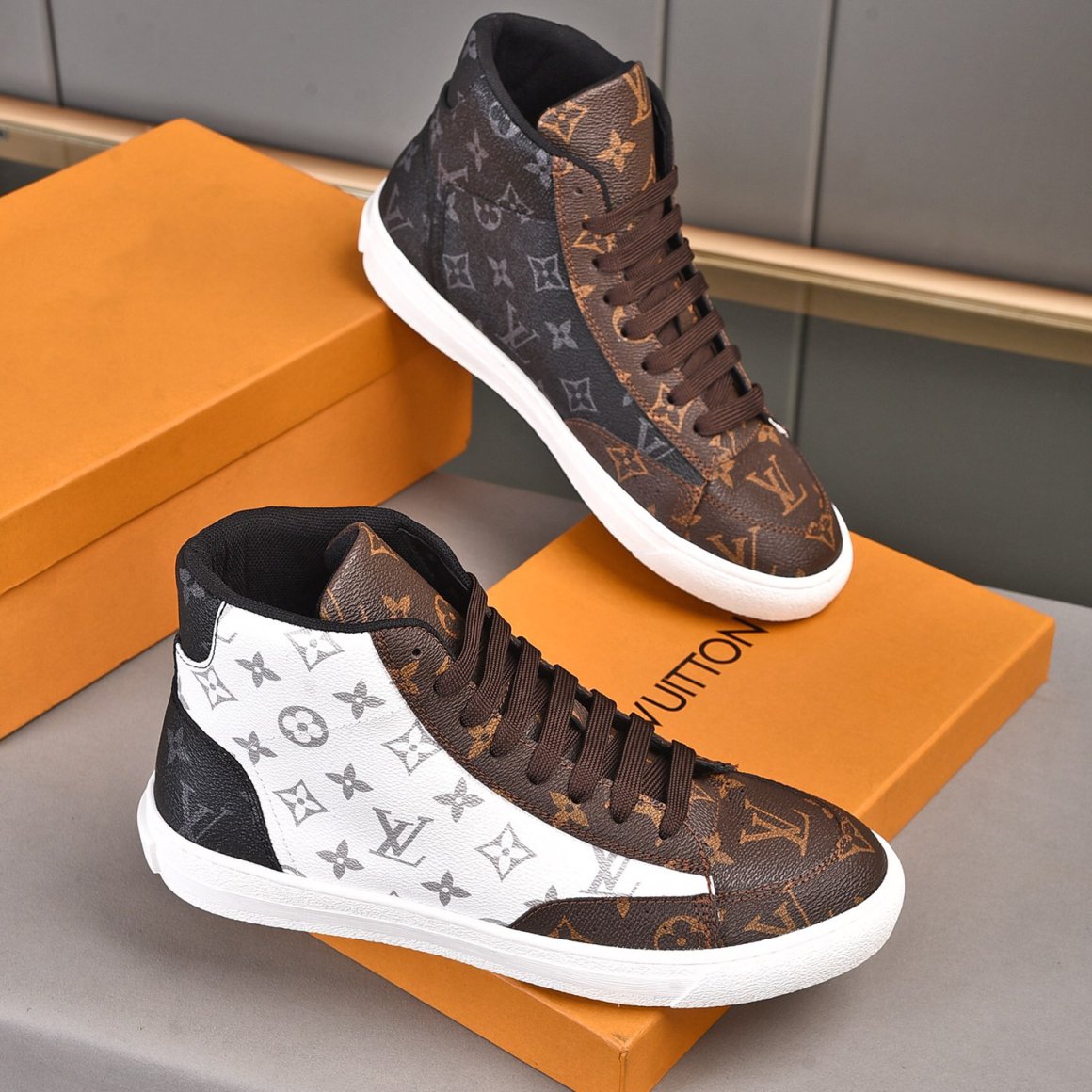Trendy Pattern Leather High-top Shoes