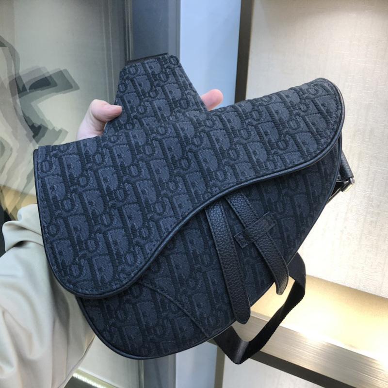 Saddle Bag Beige and Black Oblique Jacquard