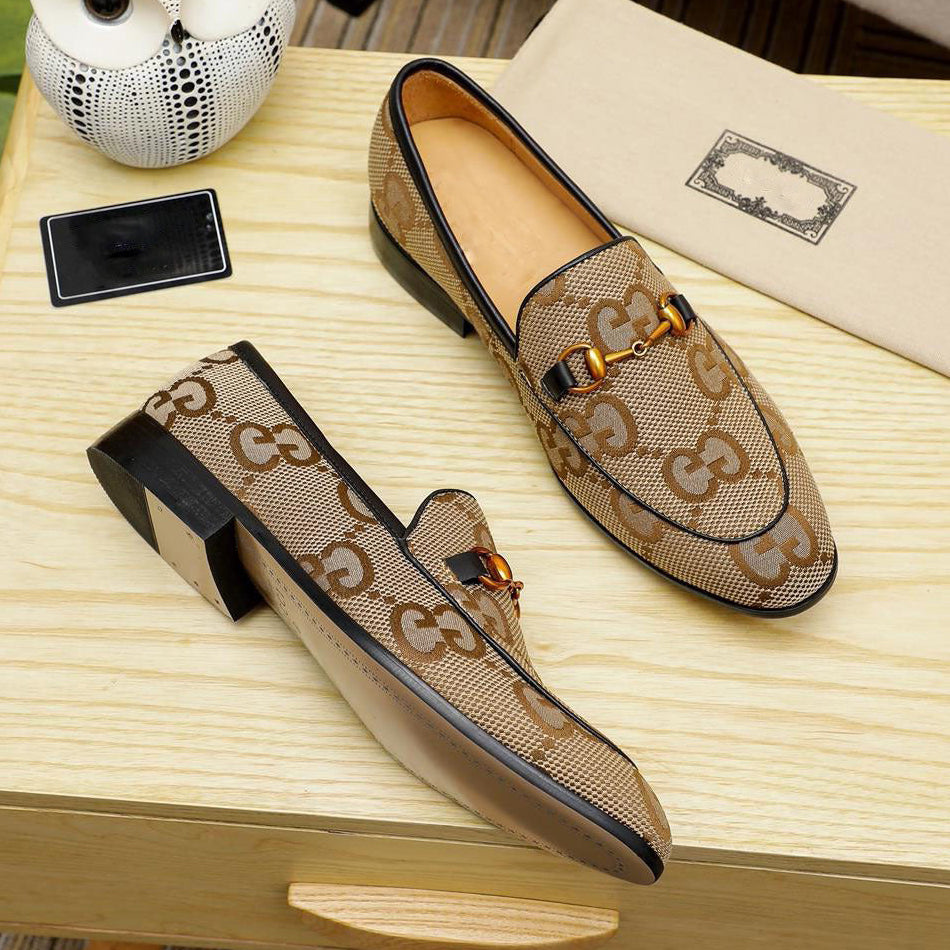 Fashion Lace-Up Presbyopia Brown Pattern Loafers