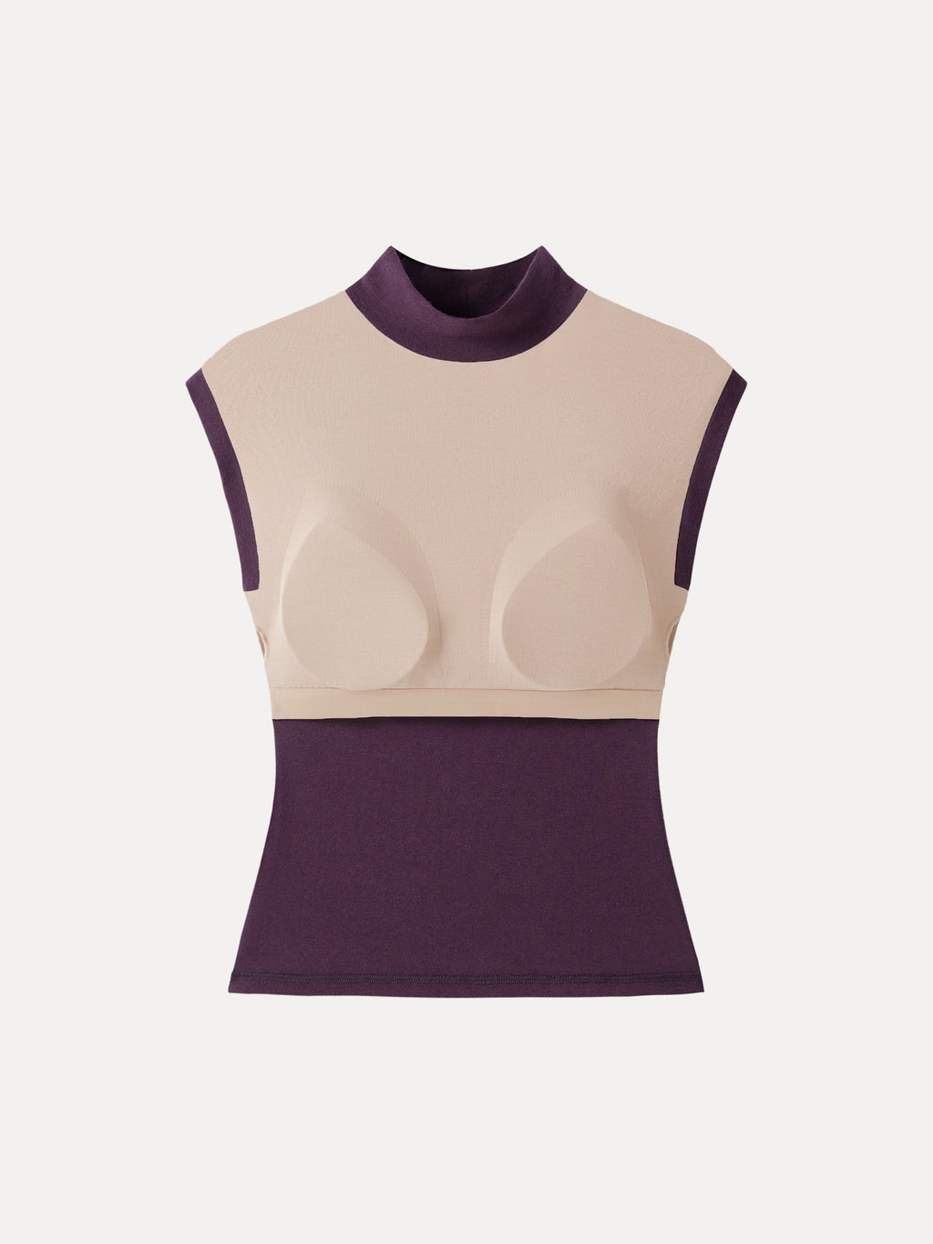 Stretch Cotton Mock Neck Cap Sleeve Brami Top