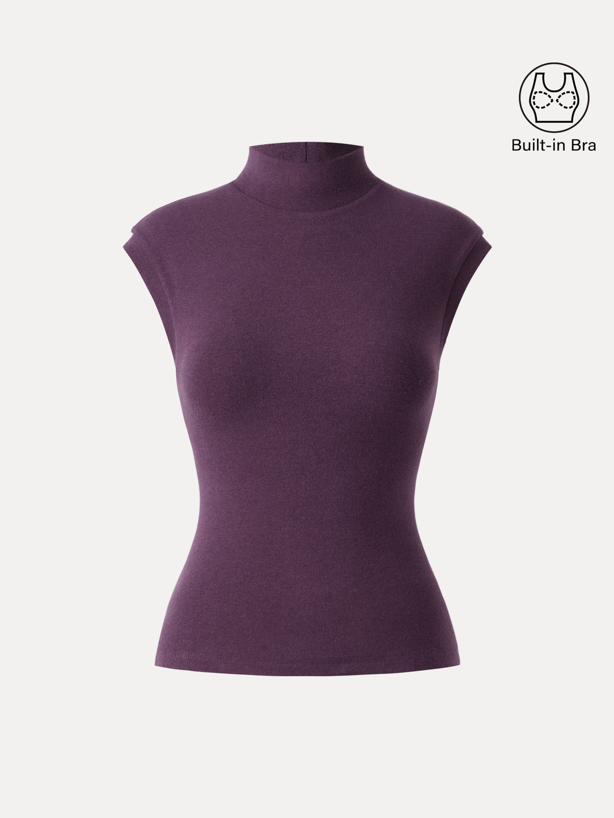 Stretch Cotton Mock Neck Cap Sleeve Brami Top