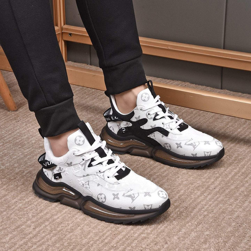 V21 White Color Block Cushion Sole Sneakers
