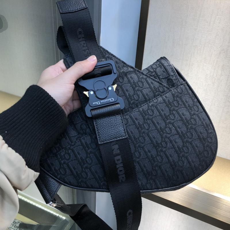 Saddle Bag Beige and Black Oblique Jacquard
