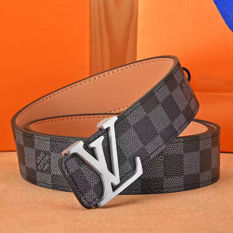 Men's belt high-grade letter leather business belt all-match casual pants belt