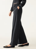 Non-Itchy Wool Blend Drapey Wide Leg Pull-on Pants with Pockets