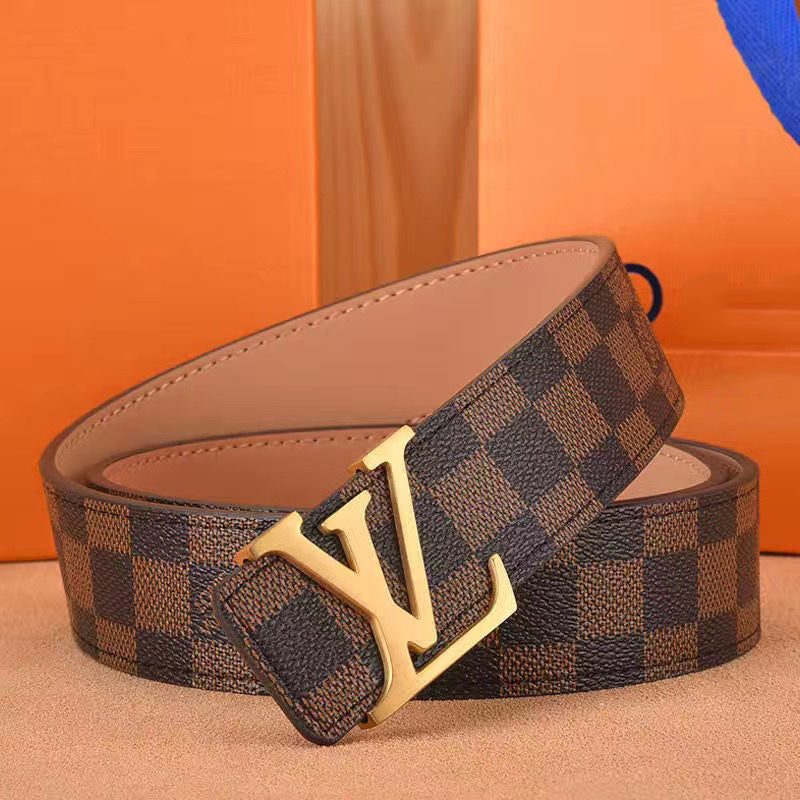 Men's belt high-grade letter leather business belt all-match strong casual pants belt