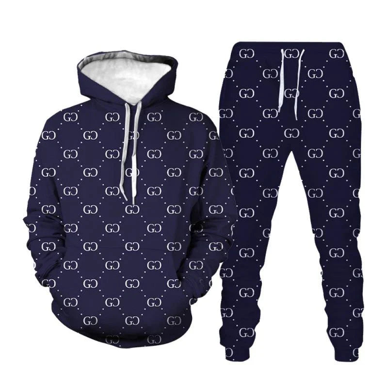 New printed casual hooded sweatshirt suit 1024011105