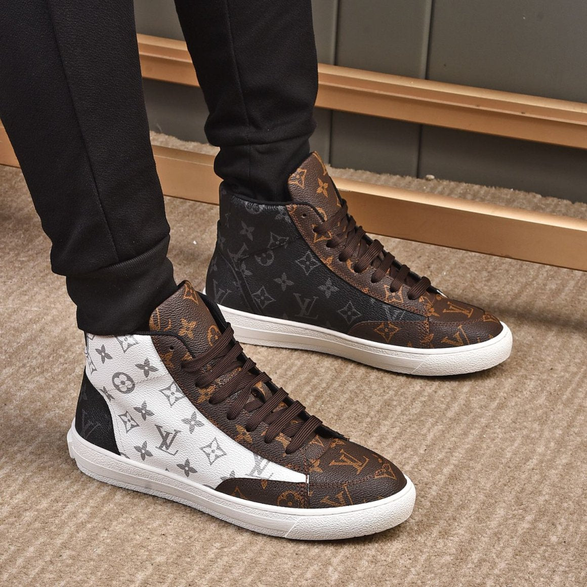 Luxury Pattern Leather High-top Shoes