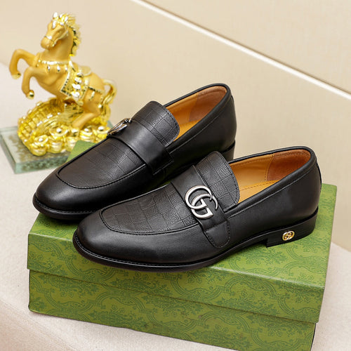 Black handmade men's fashion dress shoes