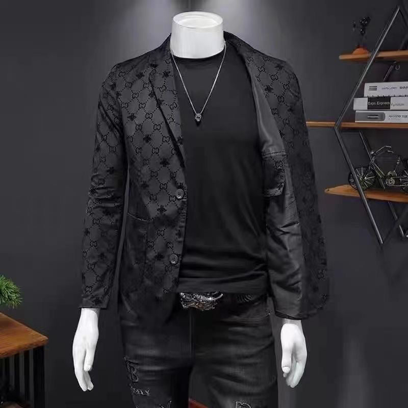 men's jacquard casual suit