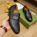 Black handmade men's fashion dress shoes