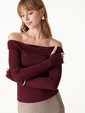 Lyocell-Wool Round Neck Long Sleeve Top