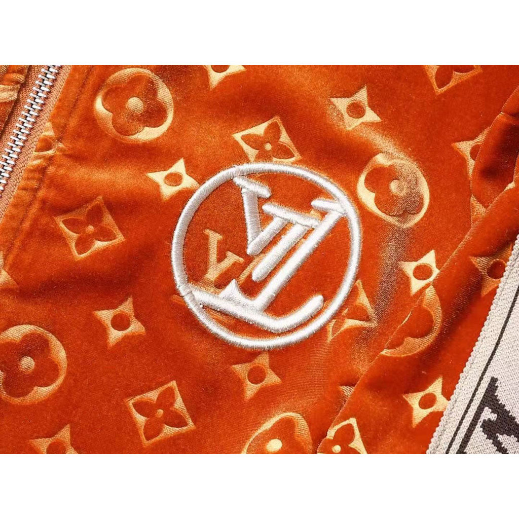 V Orange Embroidered Velvet Suit LXYMC23021503