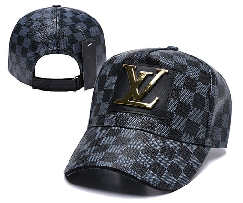 Branded Leather Plaid Baseball Cap