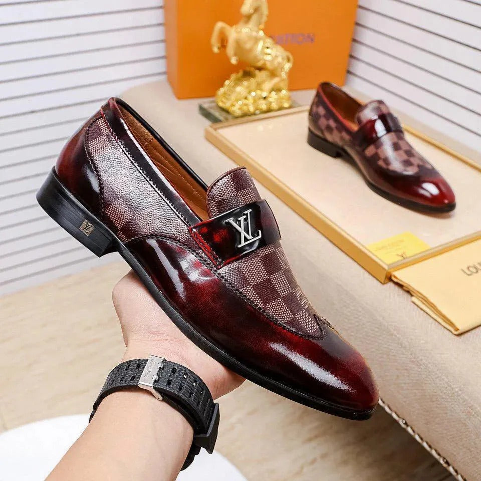 Classic Leather Up Dress Shoes Loafer Slip-On Shoe V102
