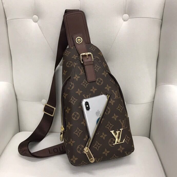 Classic Brown VL Print Backpack Chest Bag XC0423081604