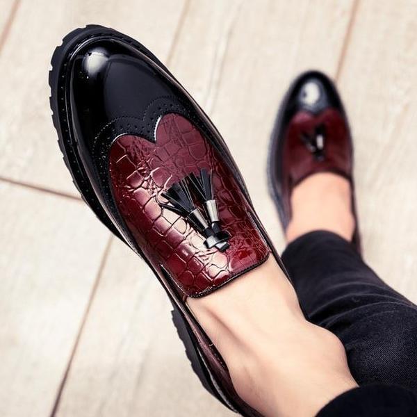 Casual Men's Dress Shoes With Tassel Flat Heel Loafers