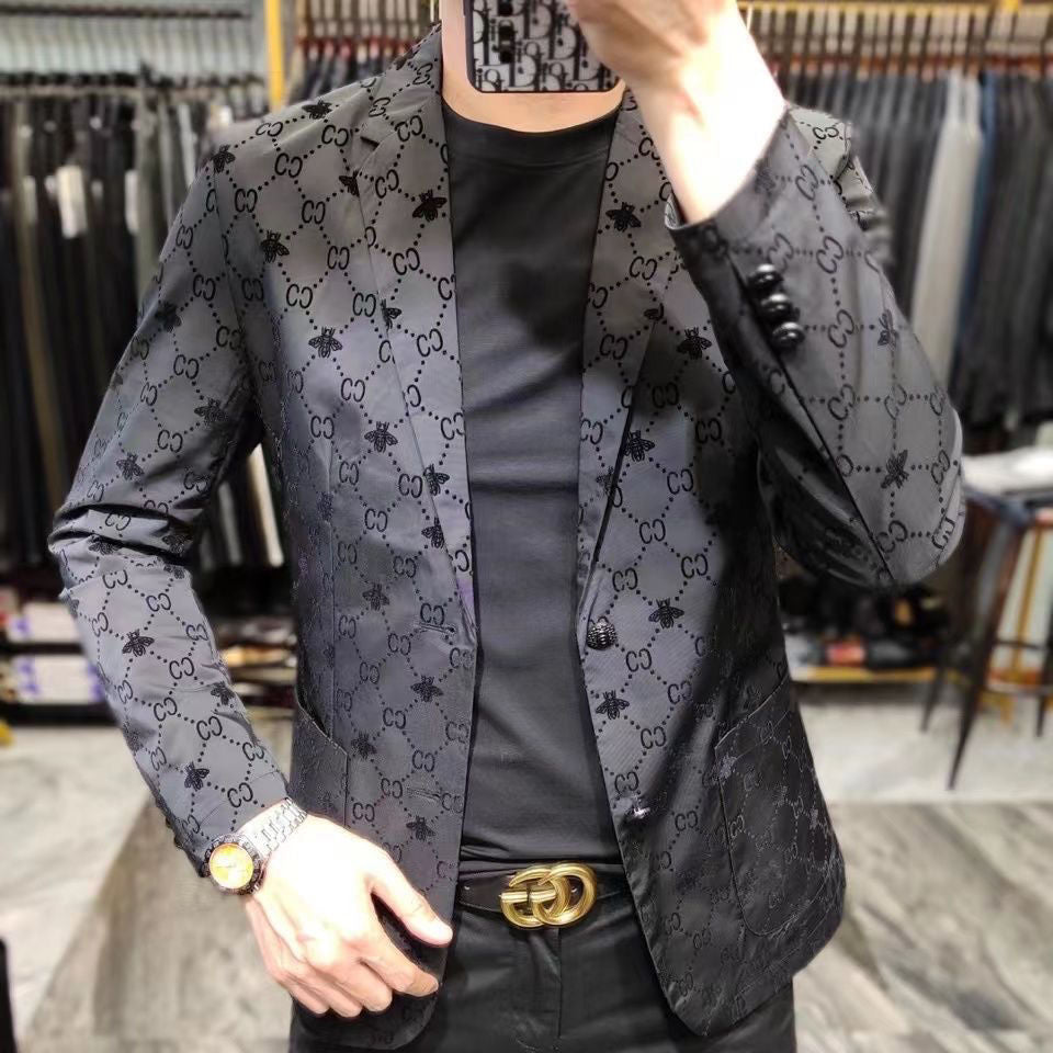men's jacquard casual suit