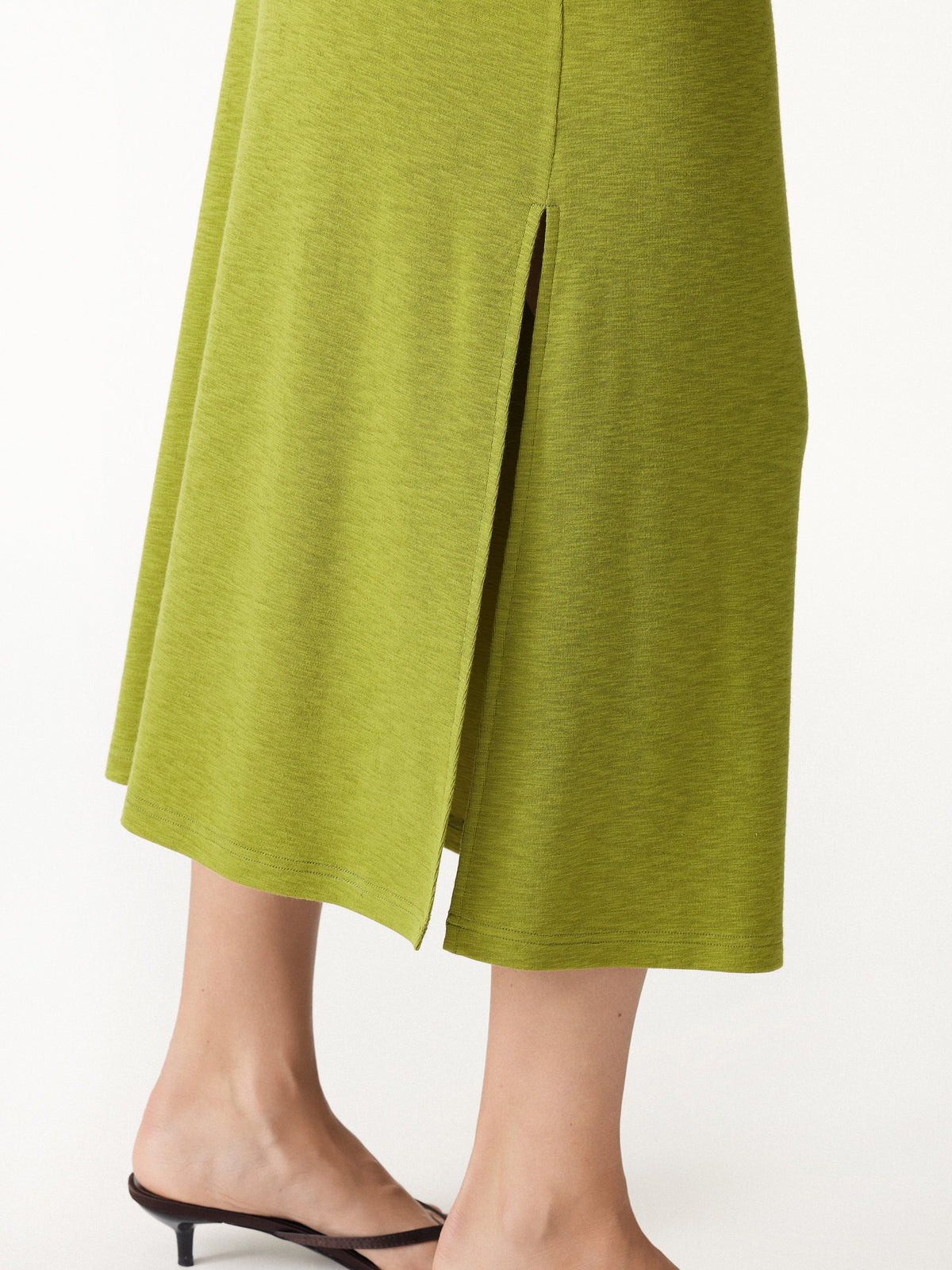2Pcs Set Short Sleeve Tie-Side Top & Side-Slit A-Line Midi Skirt